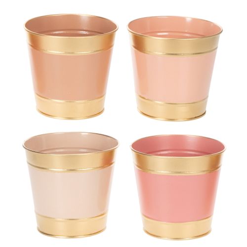 Floristik24 Vaso de metal para plantas/flores, Ø13cm A12cm, conjunto com 4 peças