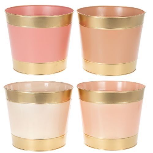 Floristik24 Vaso de metal para plantas/flores, Ø26cm A22cm, conjunto com 4 peças