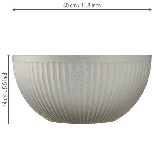 Itens Vaso plástico cinza mesclado tigela com ranhuras Ø30cm