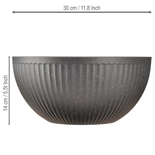 Itens Vaso plástico com ranhuras antracite Ø30cm