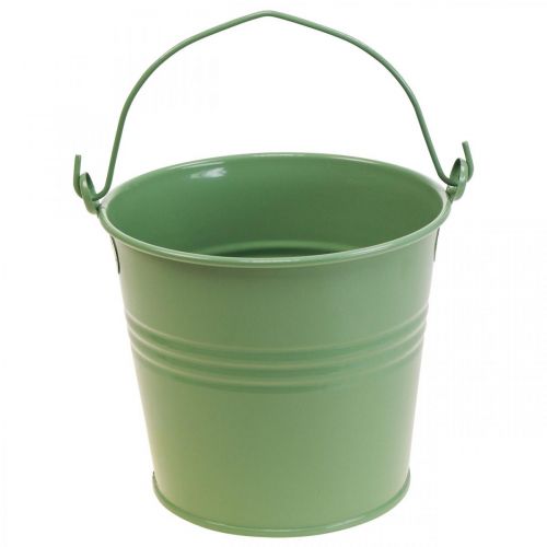 Floristik24 Floreira balde de metal decorativo vintage verde claro Ø16cm A24cm