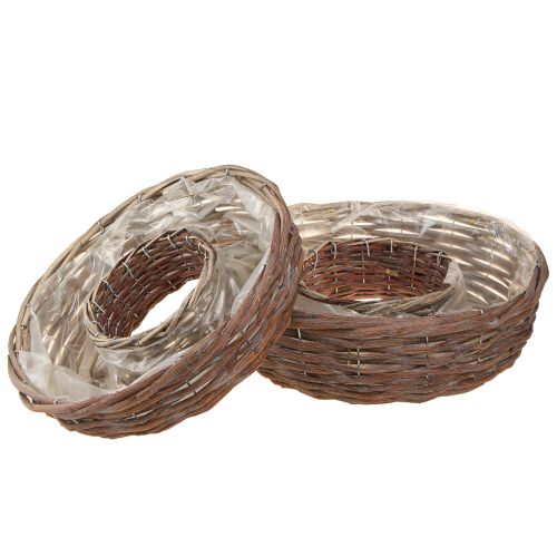 Floristik24 Anel para Plantas Vaso para Plantas Madeira Natural Cinza Ø30/35cm Conjunto 2 peças