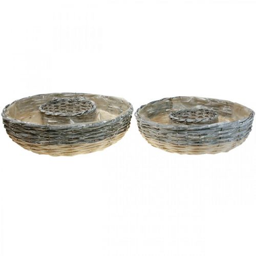 Floristik24 Anel de planta tigela salgueiro planta natural Ø44/38cm conjunto de 2 branco lavado