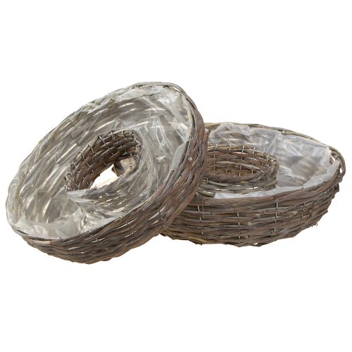 Floristik24 Anéis para plantas Madeira Rattan Natural Cinza Ø40/45cm Conjunto de 2