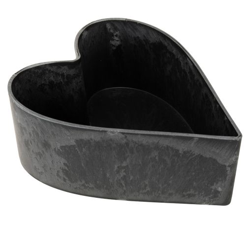 Vaso decorativo de plástico com formato de coração para plantas, antracite, 13×16×6,5cm