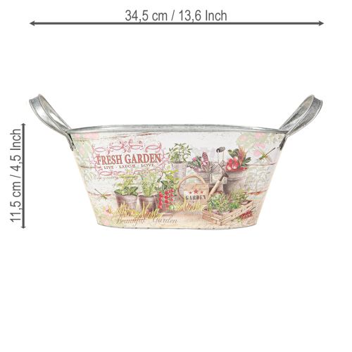 Itens Floreira metálica oval Fresh Garden 34,5x14x15,5cm