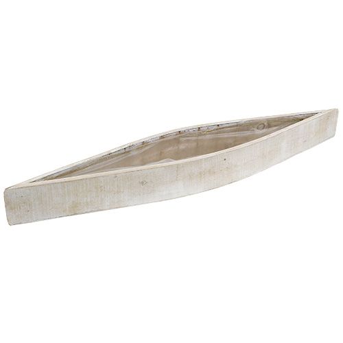 Vasilha feita de madeira branca 79 cm x 14 cm x 7,5 cm