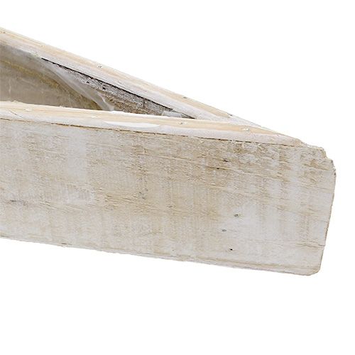 Itens Vasilha feita de madeira branca 79 cm x 14 cm x 7,5 cm