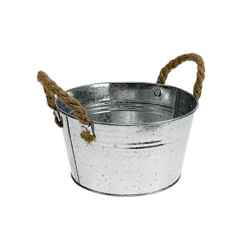 Floristik24 Vasilha para plantador em folha de metal prata Ø18cm Alt.10cm