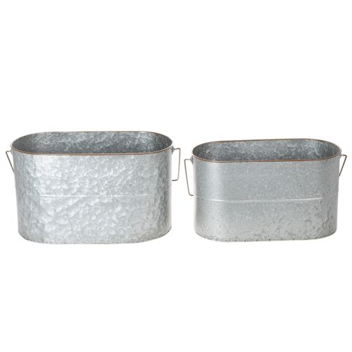 Itens Vaso de plantas com alça, vaso de metal, floreira, prata, marrom, A22/20cm L42/40cm, conjunto de 2