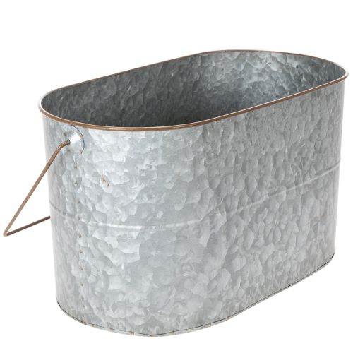 Itens Vaso de plantas com alça, vaso de metal, floreira, prata, marrom, A22/20cm L42/40cm, conjunto de 2