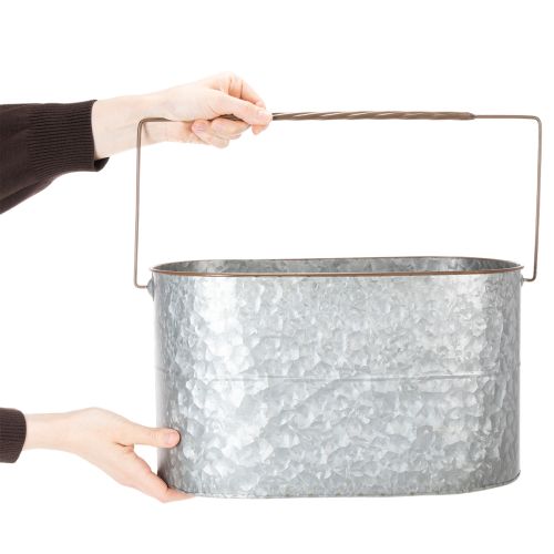 Itens Vaso de plantas com alça, vaso de metal, floreira, prata, marrom, A22/20cm L42/40cm, conjunto de 2