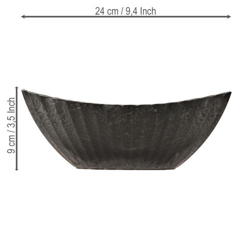 Floristik24 Vaso para plantas com ranhuras, barco para plantio, antracite, 24 cm