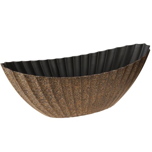 Floristik24 Vaso para plantas com ranhuras oval antracite dourado 41,5×16×16cm