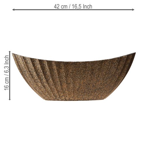 Floristik24 Vaso para plantas com ranhuras oval antracite dourado 41,5×16×16cm
