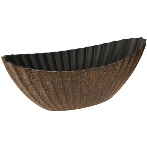 Floristik24 Vaso para plantas com ranhuras oval barco antracite dourado 36cm