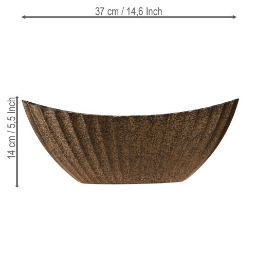 Floristik24 Vaso para plantas com ranhuras oval barco antracite dourado 36cm