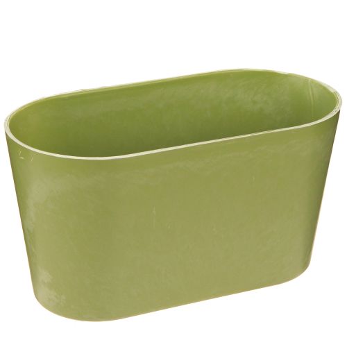 Itens Vaso oval para plantas, verde, plástico, 20×10×11cm, 3 unidades
