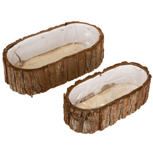 Itens Tigela para plantas oval casca natural 30,5×15cm / 24×11cm conjunto de 2