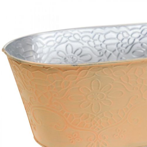Tigela para plantas floreira de metal oval laranja 25x14,5x10cm
