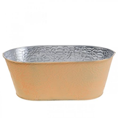 Floristik24 Tigela para plantas floreira de metal oval laranja 25x14,5x10cm