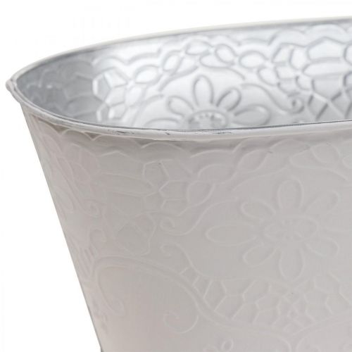 Floristik24 Tigela para plantas Tigela para flores de metal oval creme 25x14,5x10cm