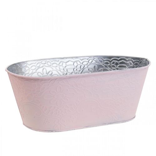 Floristik24 Vaso para plantas vaso para flores de metal oval rosa 25x14,5x10cm