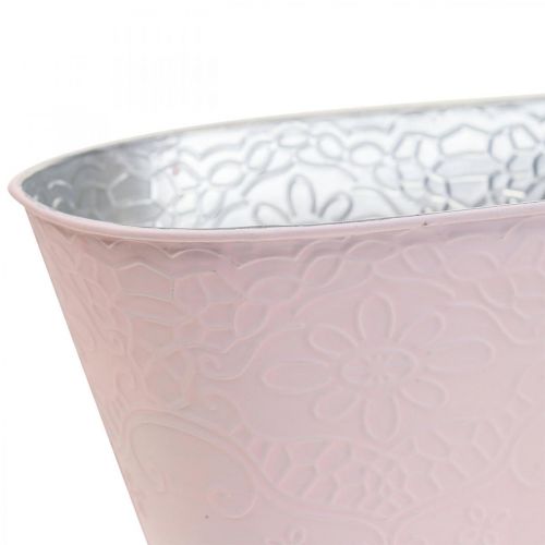 Floristik24 Vaso para plantas vaso para flores de metal oval rosa 25x14,5x10cm