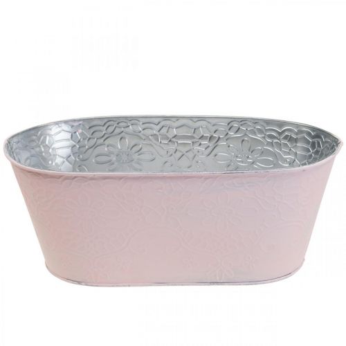 Floristik24 Vaso para plantas vaso para flores de metal oval rosa 25x14,5x10cm