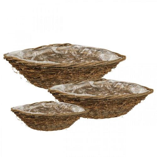 Tigela para plantas cesta de videira L35/42/46cm conjunto de 3