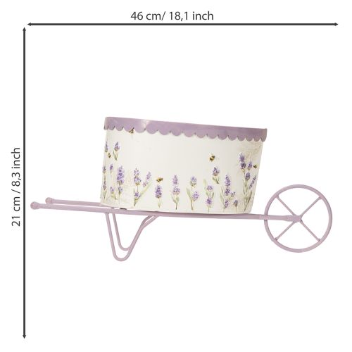Itens Carrinho de mão com vaso de flores e elegante design lavanda, 46 cm