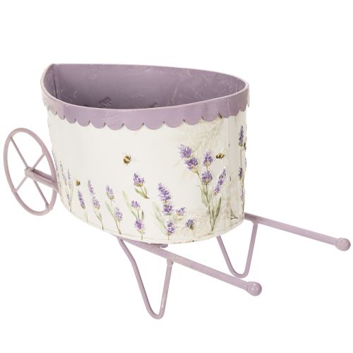 Itens Carrinho de mão com vaso de flores e elegante design lavanda, 46 cm