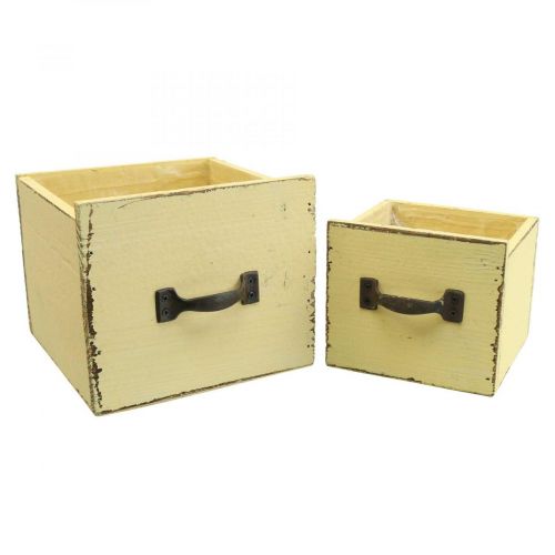 Floristik24 Gaveta para plantas caixa para plantas madeira amarela 12,5/16cm conjunto com 2