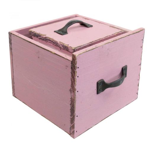 Floristik24 Gaveta de plantas caixa de plantas madeira rosa 12,5/16 cm conjunto de 2