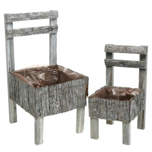 Cadeiras para plantar, plantador, decoração de jardim Shabby Chic, conjunto caiado de 2