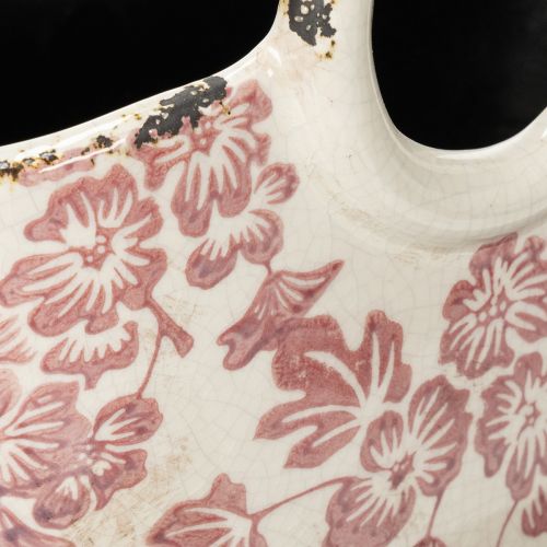 Itens Vaso decorativo para plantas com alça, floral, 21 cm