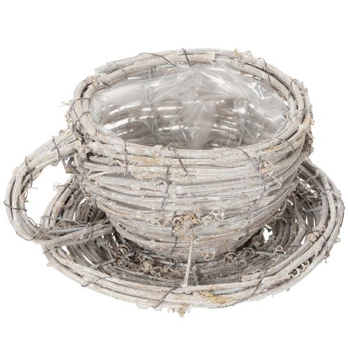 Itens Xícara de chá feita de material natural com charme rústico para decoração exclusiva de interiores, 13 cm.