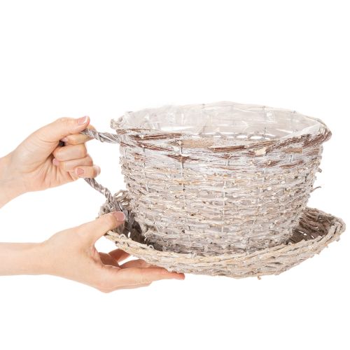 Cesta decorativa com pires, grande, para decoração de mesa, 34 cm | Floristik24.pt