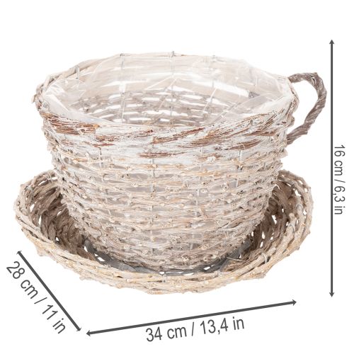 Cesta decorativa com pires, grande, para decoração de mesa, 34 cm | Floristik24.pt