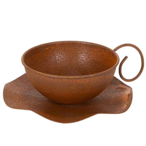 Vaso para plantas com pires, acabamento ferrugem, Ø19,5cm, A8cm comprar | Floristik24.pt