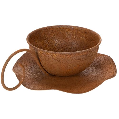 Vaso e pires vintage na cor ferrugem, Ø17,5cm A6cm | Floristik24.pt