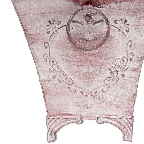 Floristik24 Panela de metal em folha quadrada rosa 16,7 cm x 16,7 cm A 16,5 cm