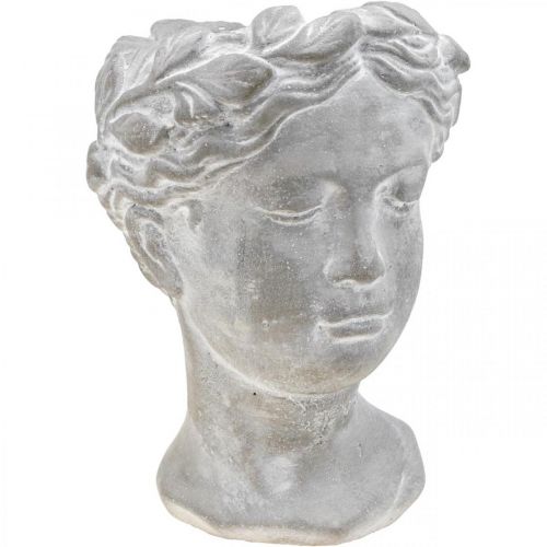 Floristik24 Busto de vaso de planta com cabeça de planta caiada de concreto Ø10cm Alt.21cm