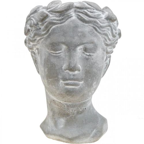 Floristik24 Busto de vaso de planta com cabeça de planta caiada de concreto Ø10cm Alt.21cm