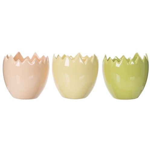 Itens Vaso de flores com motivo de ovo de Páscoa para uma decoração elegante de primavera em sua casa, 10 cm, conjunto de 3 peças.