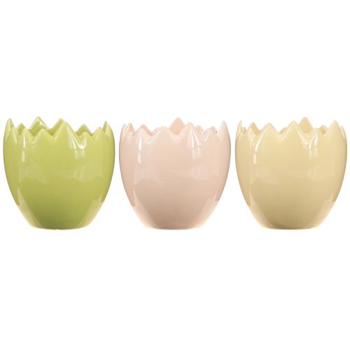 Itens Vaso de flores em formato de ovo com borda quebrada, ideal para decoração criativa de janelas e mesas, 9 cm, conjunto de 3 peças.