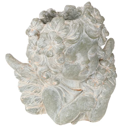 Vaso para plantas, anjo em pedra fundida, decoração para túmulo, 19,5×12×19,5 cm