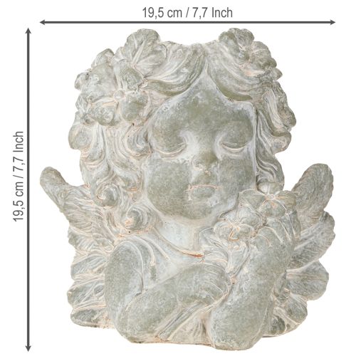 Itens Vaso para plantas, anjo em pedra fundida, decoração para túmulo, 19,5×12×19,5 cm