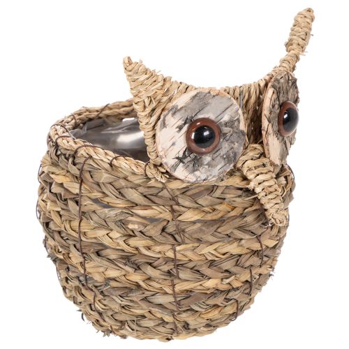 Cesta de coruja trançada à mão para decoração de peitoril de janela, 18 cm