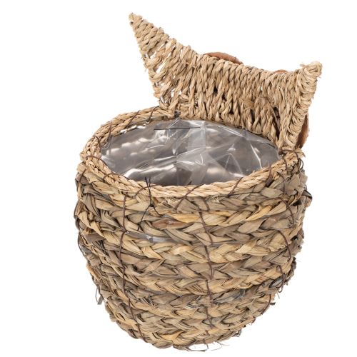 Cesta de coruja trançada à mão para decoração de peitoril de janela, 18 cm | Floristik24.pt